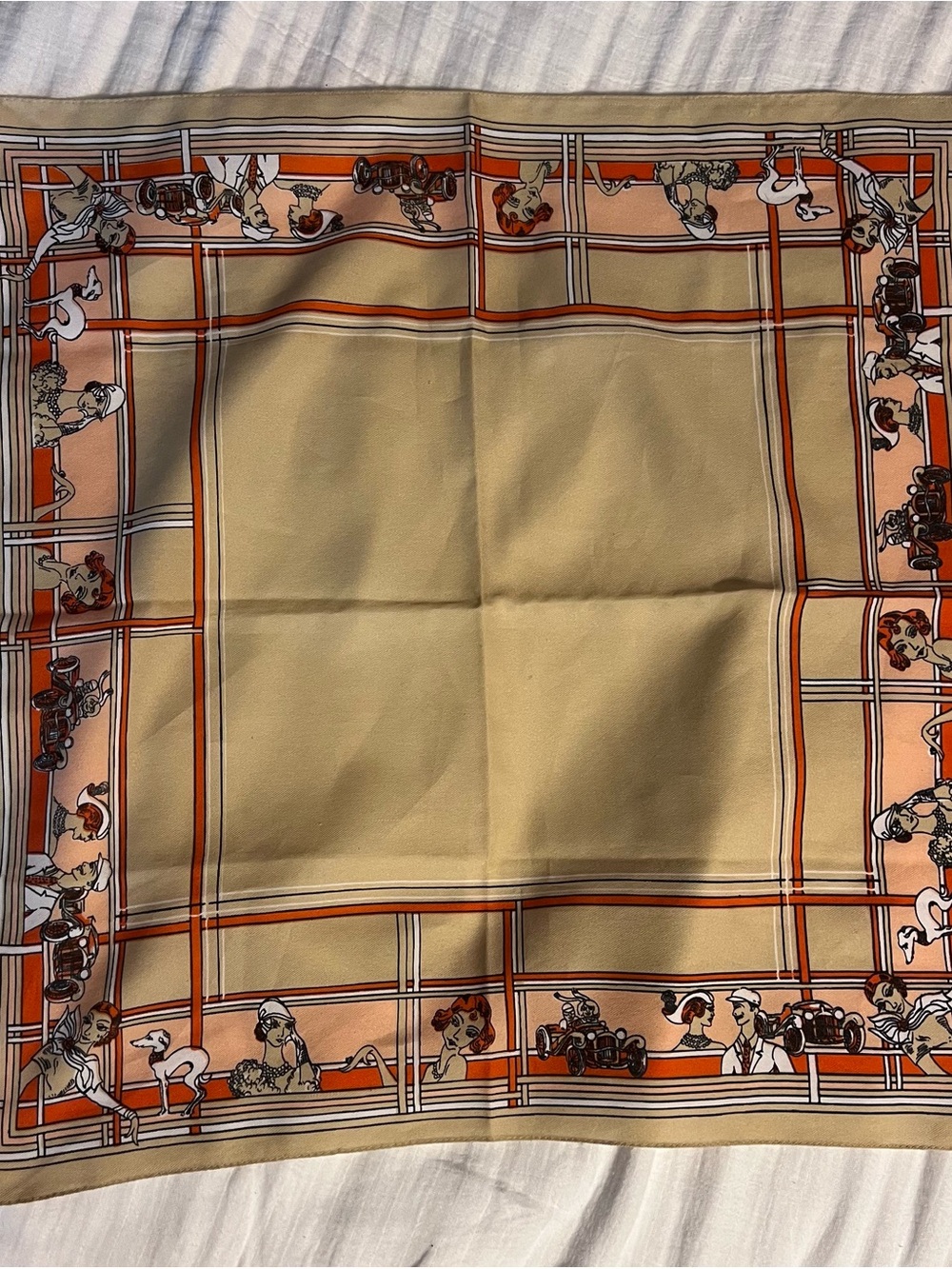 Vintage BERKSHIRE RN 14750 Made-in-Italy “Silk” Scarf Hankerchief car &greyhound